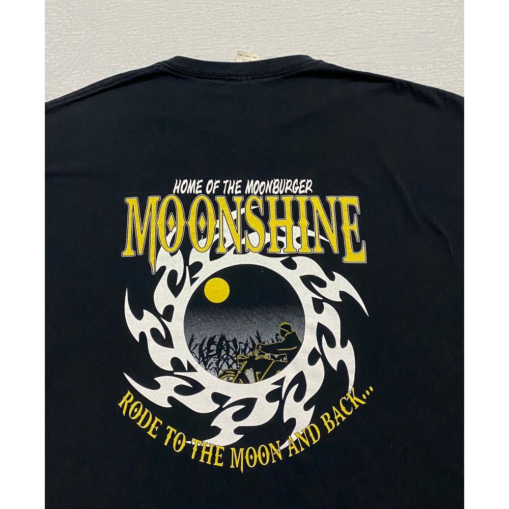 Moonshine Illinois Biker T Shirt 2XL Rode to the Moon Flames Graphic Print 2XL - Picture 2 of 7